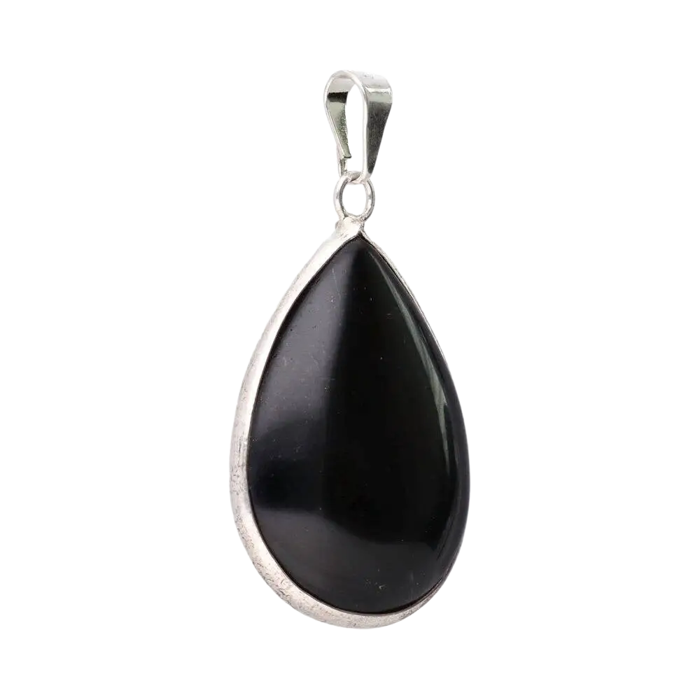 Vives de la Cortada S.L Tröpfchenförmiger Obsidian Anhänger aus Schmuckstein, feine handgefertigte Edelstein-Kette
