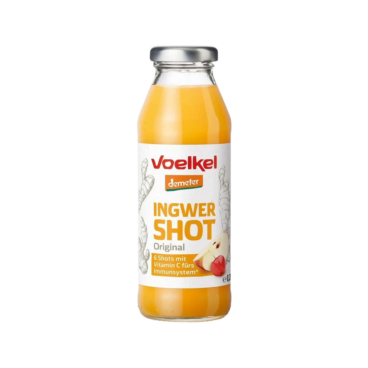 Voelkel Ingwer-Shot in Glasflasche, Demeter-Qualität, erfrischender Ingwer-Sirup und Saft, naturbelassen und biologisch