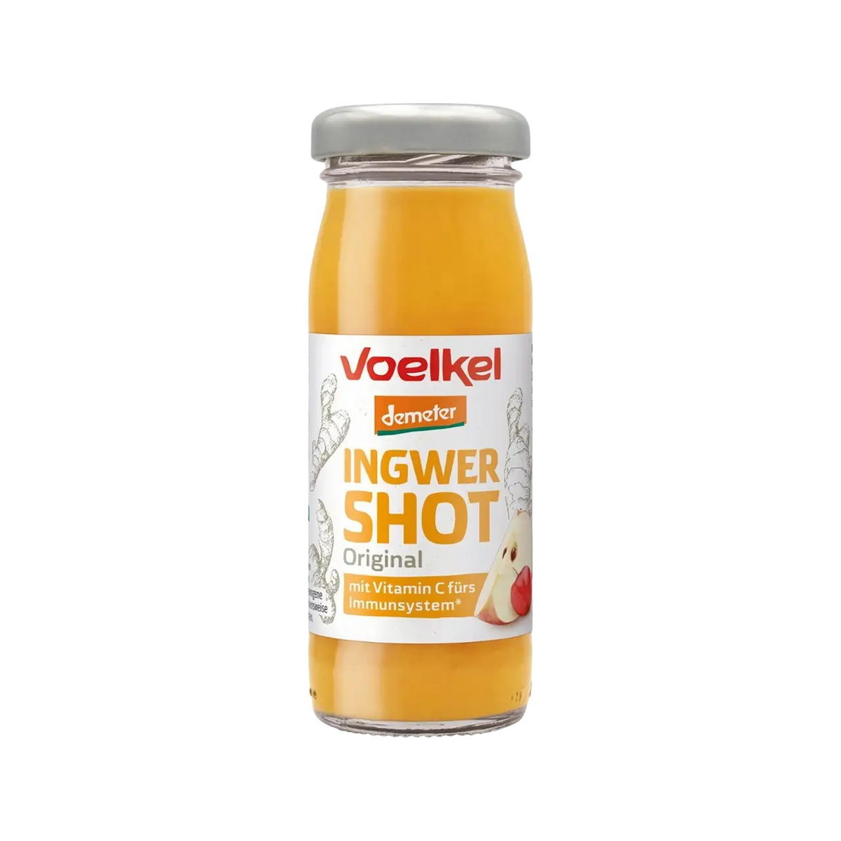 Voelkel Ingwer-Shot in Glasflasche, Demeter-Qualität, 95ml Sirup und Saft, mit frischem Ingwergeschmack
