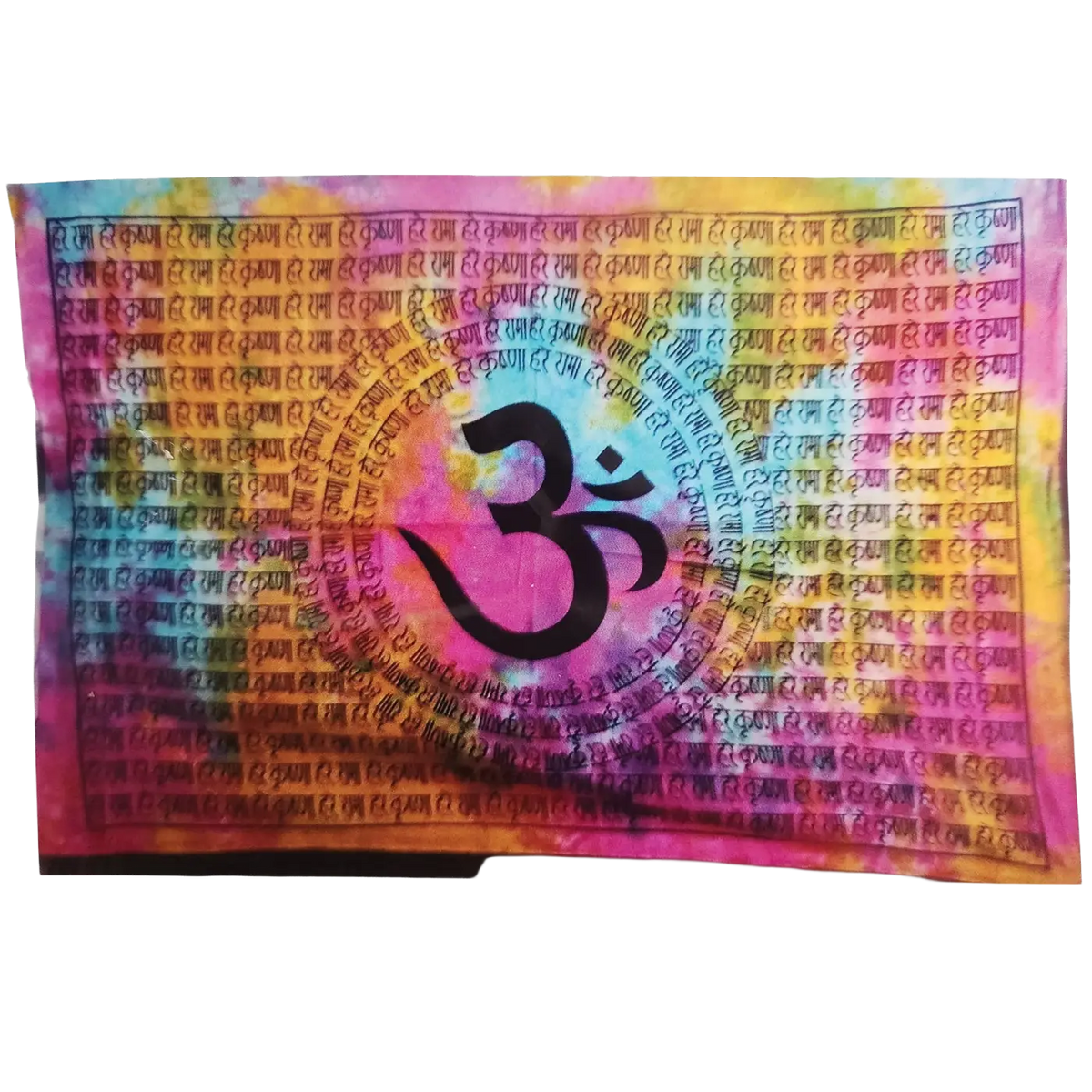 Yak & Yeti Ritualtuch mit Om-Symbol, böhmischer Boho-Wandteppich, 213 x 137 cm, farbenfrohes, spirituelles Dekor
