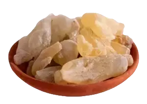 Weihrauch Olibanum Dalzielli im Glas, Räucherware von Dessauer, Boswellia dalzielli, aromatisches Räucherharz in Glasbehälter