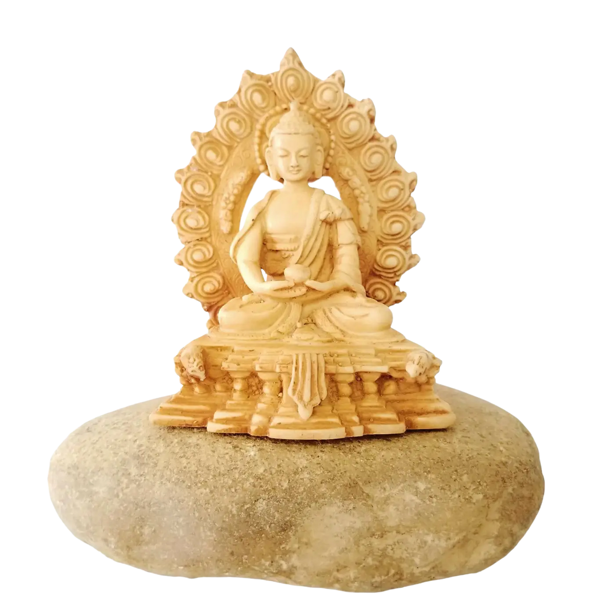 Weiße Buddha-Dekoration, 10 cm hoch, symbolisiert Ruhe, Achtsamkeit und spirituelle Kraft, hergestellt von Yak & Yeti