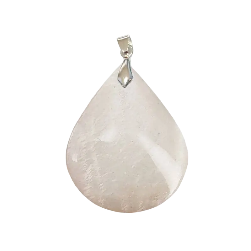 Weißer Mondstein-Anhänger in Tropfenform, 3,5 cm, aus Schmuck von Artisans de Madagascar, mit eleganter, glitzernder Oberfläche.