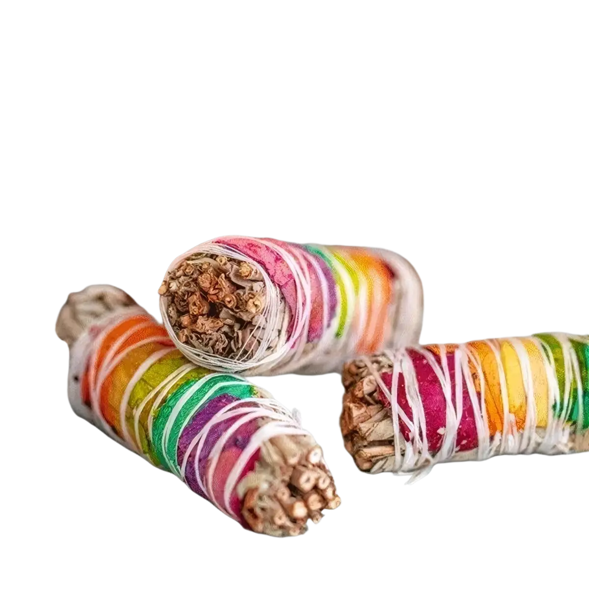 Weißer Salbei mit Rosenblüten und Chakrenblätter, Chakra-Smudge Stick, Räucherbündel, 30g, Räucherwaren von Schirner Verlag.