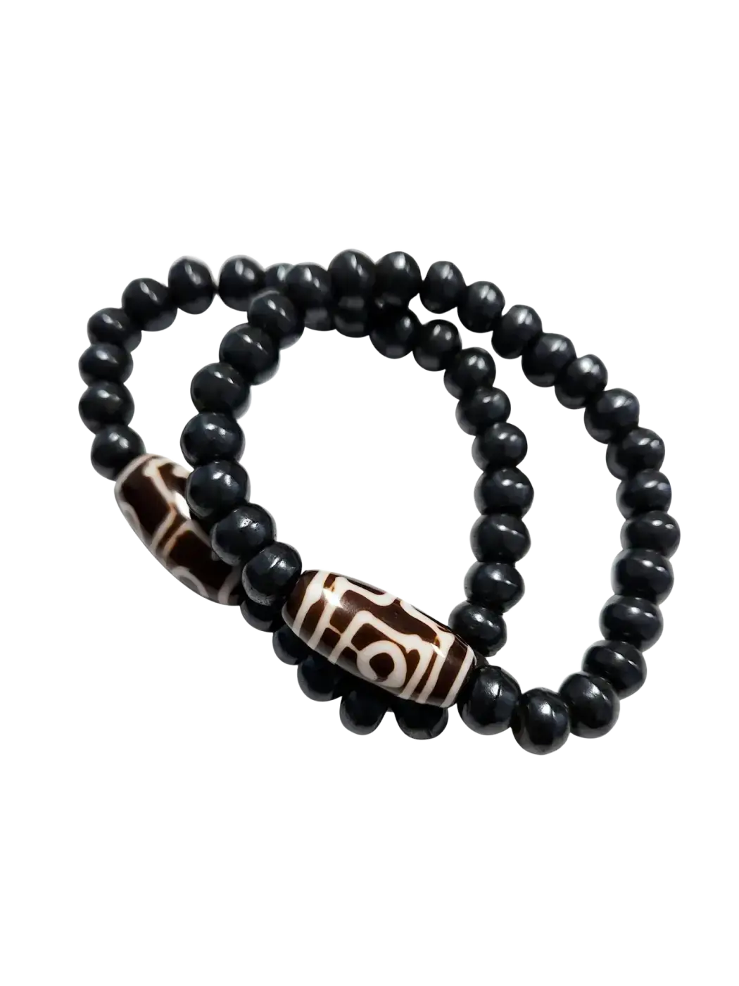 Schwarzes handgefertigtes Schmuckarmband mit Knochen-Perlen von Yak & Yeti, stilvoll und einzigartig.