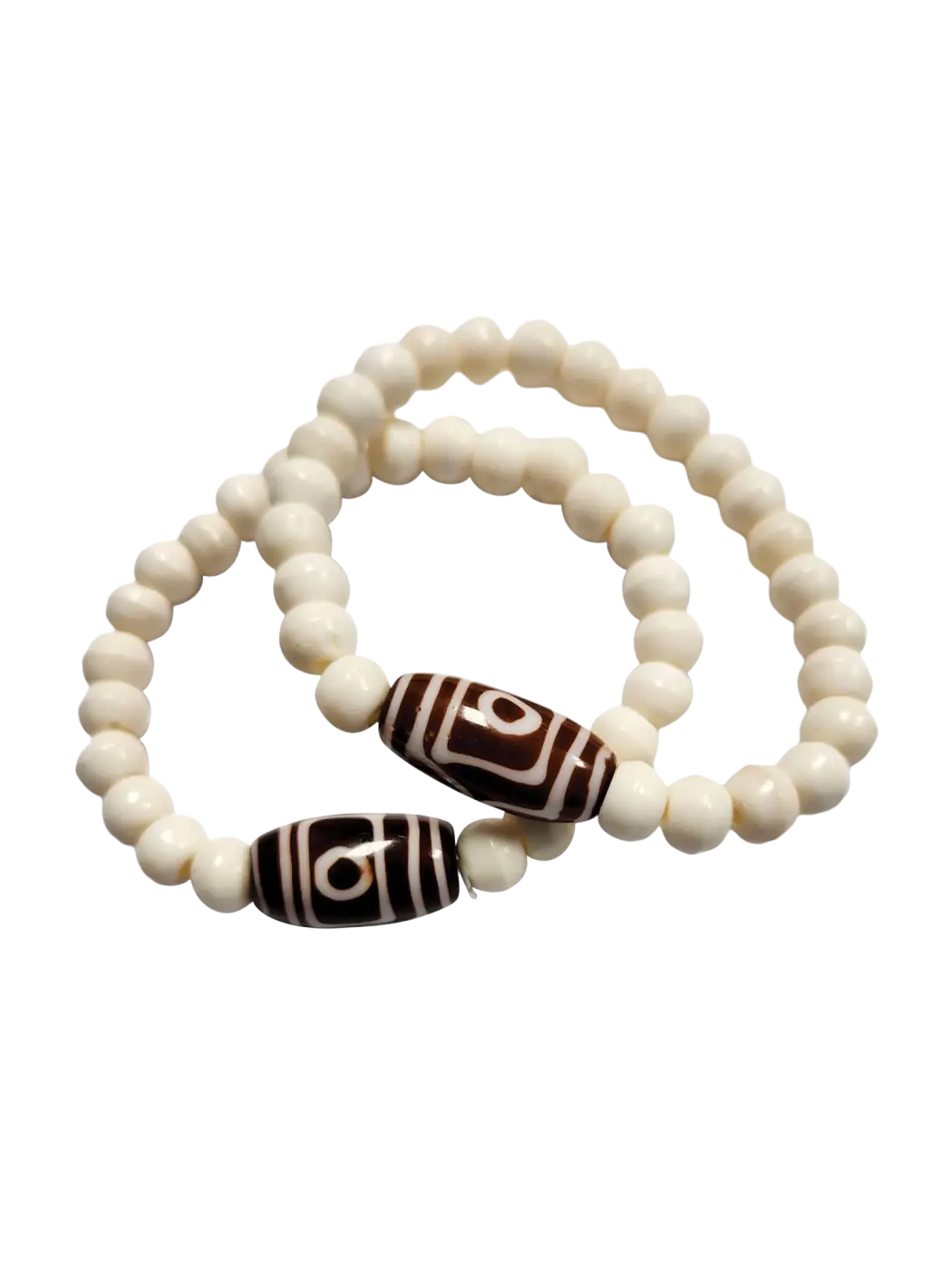 Recyceltes Knochen-Perlenarmband von Yak & Yeti, weißes Schmuckstück aus nachhaltigen Materialien, handgefertigt, stilvoll und umweltfreundlich