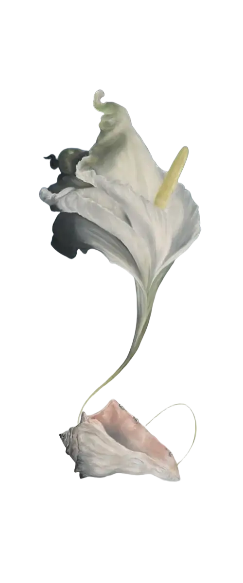 Bodynova Yoga on Art Matte Cloud Flower, weiße Calla-Lilie, Premium Yogamatte für Yoga und Meditation, weiche Oberfläche