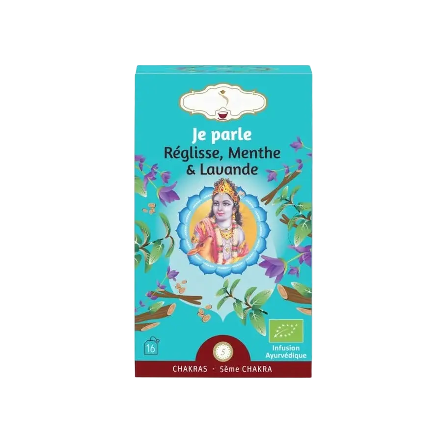 Bio-Kräutertee-Infusion Je Parle von Zen'Arome mit Minze und Süßholz in 16 Beuteln, erfrischender und aromatischer Tee.