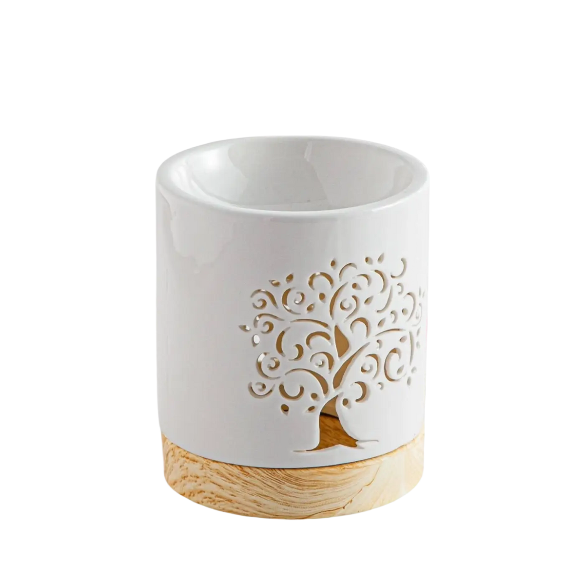 Zen'Arome Duftlampe mit Lebensbaum-Motiv und Duftwachs, elegantes Design, ideal für Aromatherapie und Raumduft.