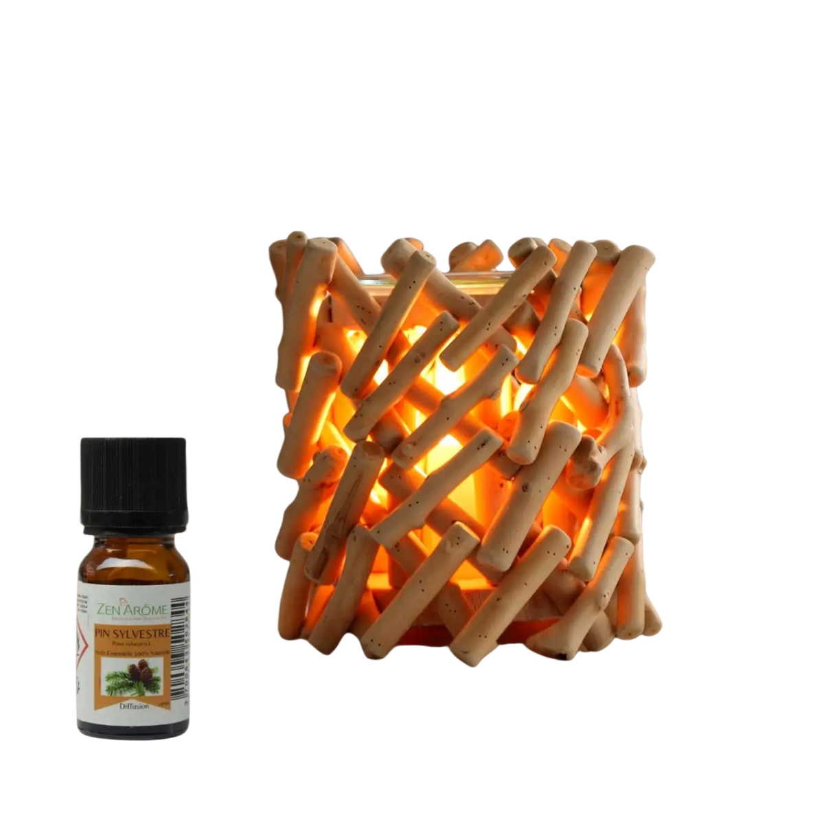 Zen'Arome Duftlampe mit elektrischem Wachsbrenner und Calorya Nr. 7 Duftwachs, stilvolle Aromalampe für angenehmen Duft.