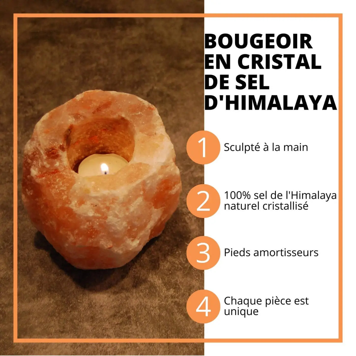 Handgefertigter Himalaya-Salzkristall-Teelichthalter von Zen'Arome, 500g, dekorativer Kristallhalter für Teelichter