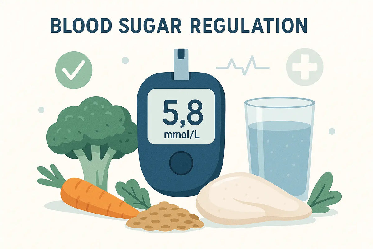 Blauer digitaler blutzuckermessgerät zeigt 5,8 mmol l zur blutzuckerhaushalt regulieren messung