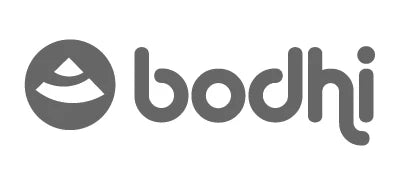 Bodhi logo mit stilisiertem grauem baum in kreis und schriftzug bodhi ideal für fitness zubehör collection bodhi und bodynova