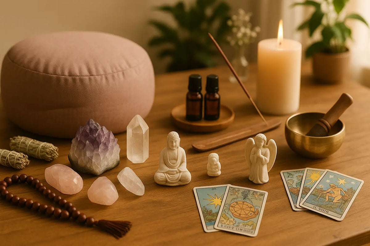 Ein weiches beiges kissen mit abgerundeter, plüschiger form auf holzuntergrund aus der luxuriöse duft-geschenksets kollektion von mana kendra
