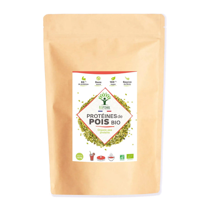 Organic pea protein powder — packaged in France