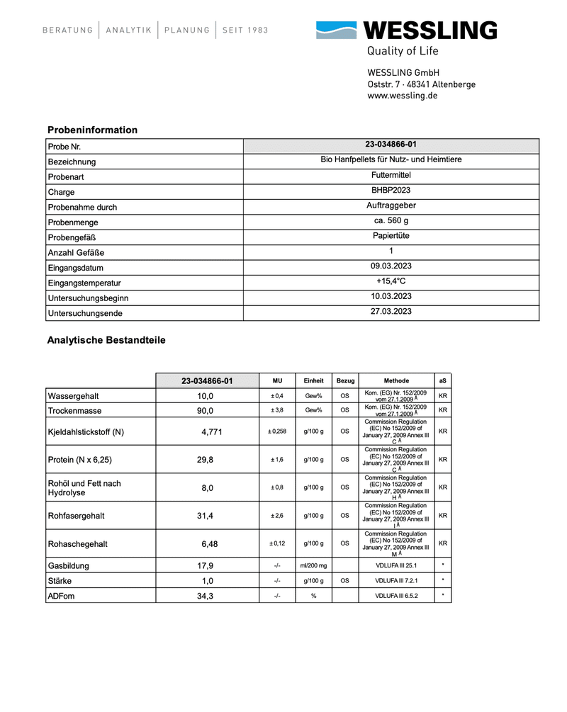 Bio Pferdehanf Hanfpellets Leckerli 5kg