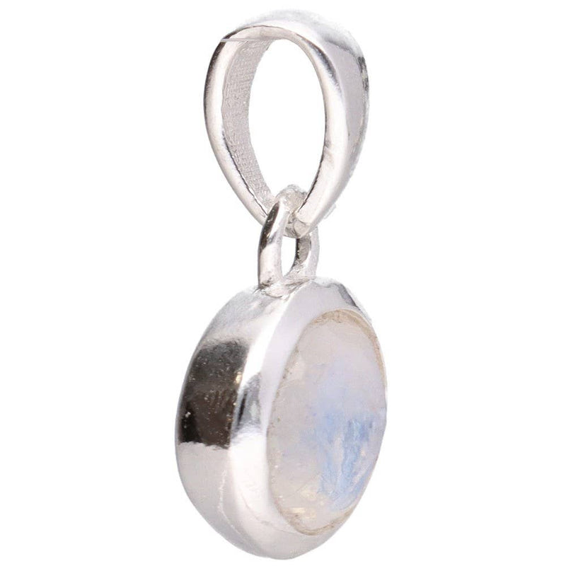 Pendant Stone Moon Moonstone with faceted circle made of silver by Law 925