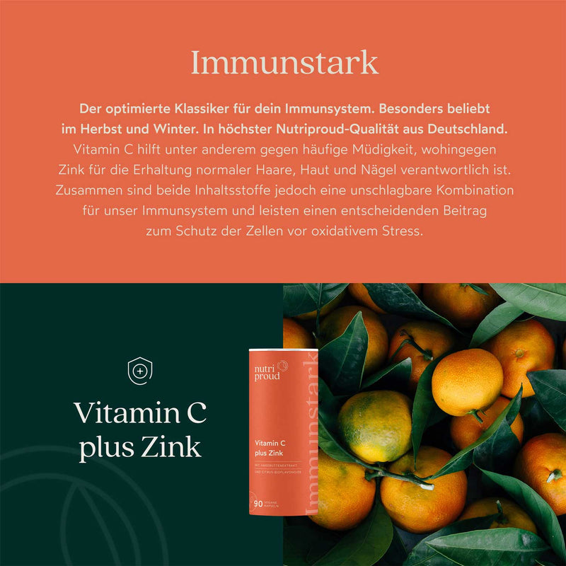 Nutriproud GmbH - Immune boost: Vitamin C with zinc + rosehip + bioflavonoids