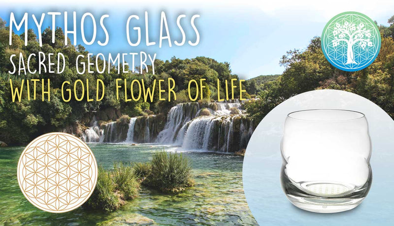 Ancient Purity - Heilige Geometrie Glas 250ml | 24 Karat Gold Blume des Lebens