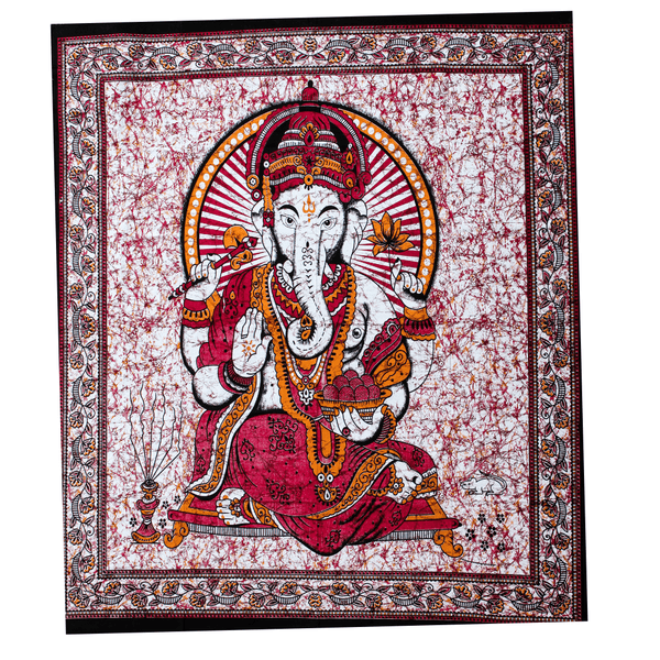 Tissu rituel suspendu au mur « Protection de Ganesh » en coton