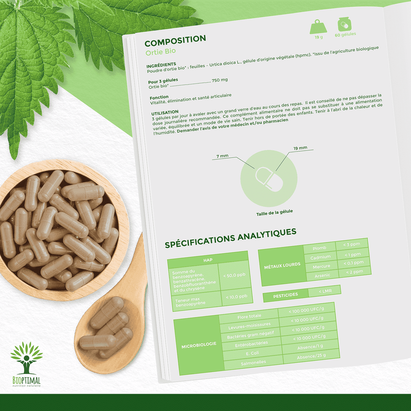 Organic Nettle – Food supplement in capsules for joint health and drainage
