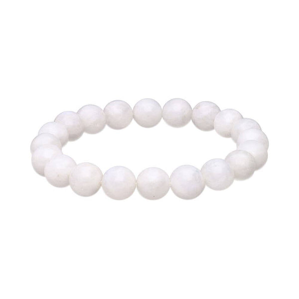 Moonstone bracelet with smooth ball shape, 10 mm