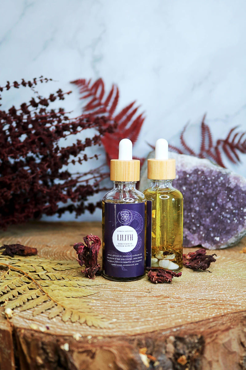 Lilith Oil | Divine Feminine Ritual Oil with Moonstone and Tiger's Eye Crystals