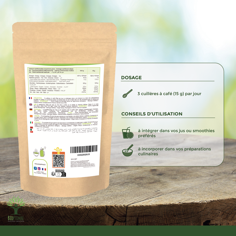 Bioptimal - Bio-Moringa-Pulver - Vegan