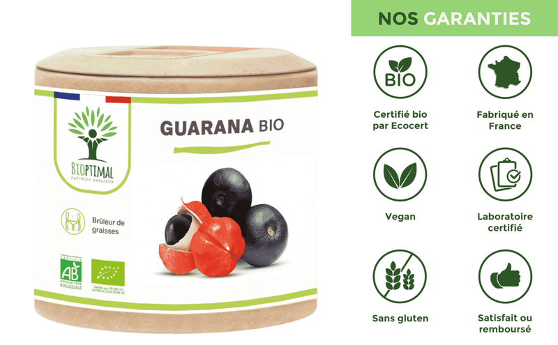 Guarana Bio – Food supplement in capsules for energy, alertness and fat burning