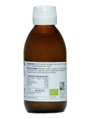 Rückseite einer braunen 200ml Kokosölflasche von Ayurveda mit Nährwertangaben pro 100g (3683 KJ/898 Kcal Energie, 99,8g Fett, 84,80g gesättigte Fettsäuren) und Zubereitungshinweisen.
