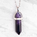 Silver-plated necklace — purple agate pendant
