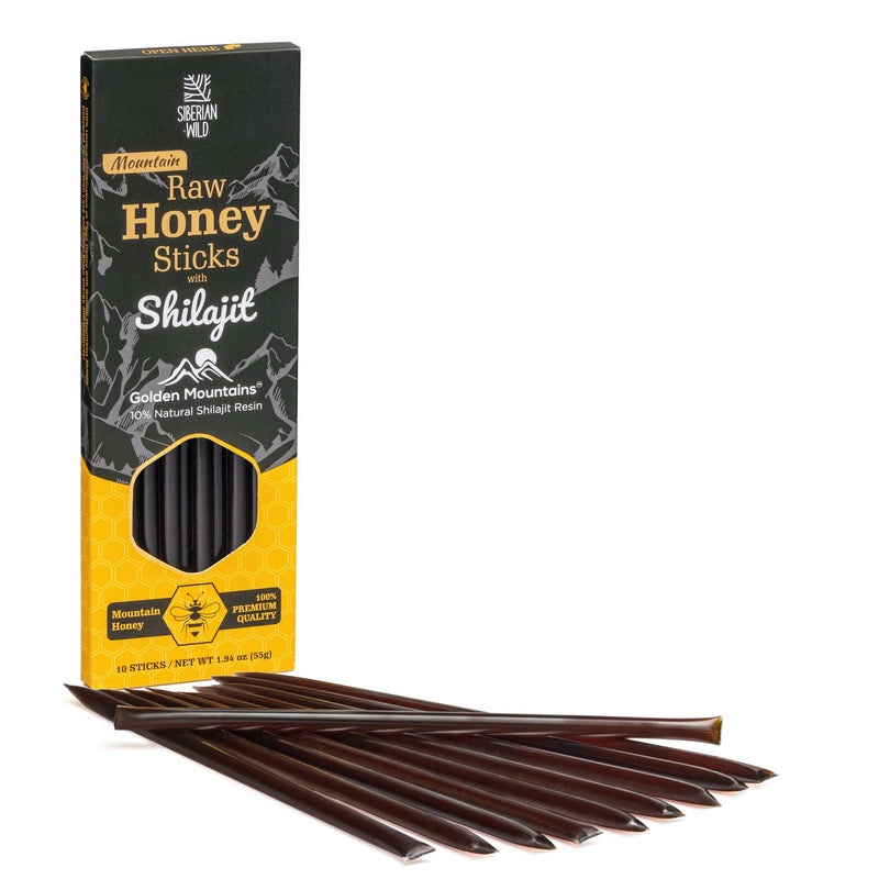 SiberianGreen - 10% Shilajit Honigstäbchen - 10er-Pack Natürliche Immun- und Energiespender