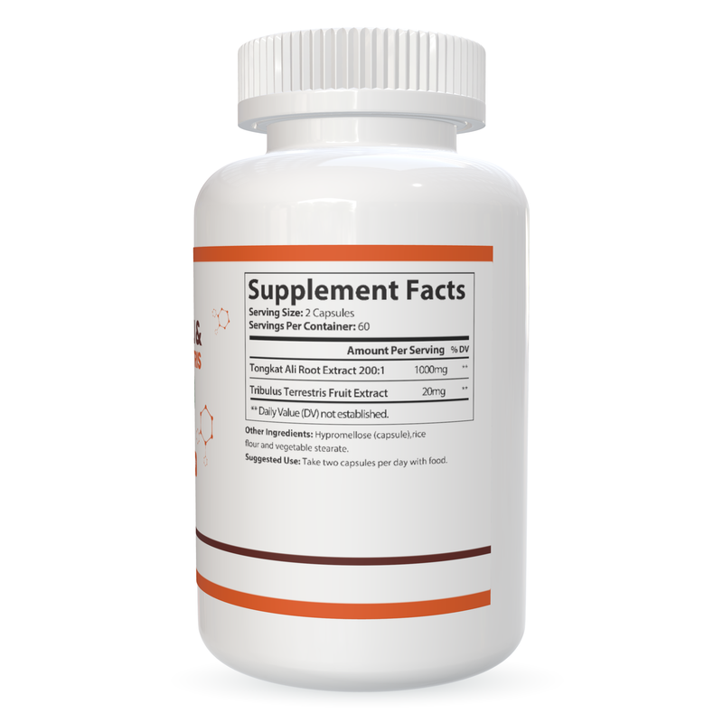Tongkat Ali für Männer, Tribulus Terrestris Fruchtextrakt 120 Kapseln, 1000 mg - Testosteron, Energie, Libido & Kraft