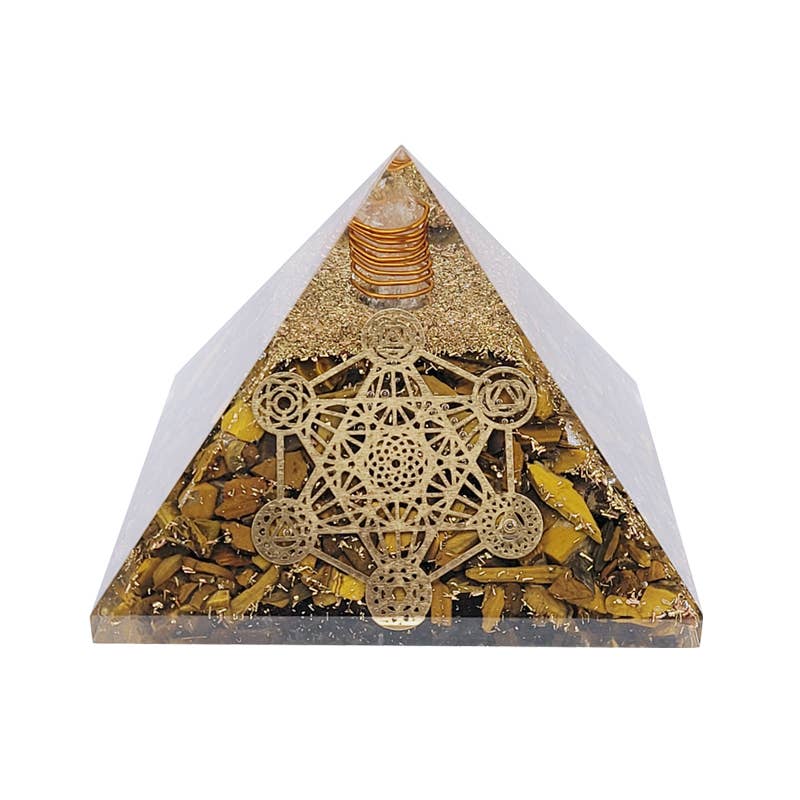 Artisans de Madagascar - Metatron Orgonite Tigerauge-Pyramide 7,5 cm