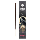 Sagrada Madre India Luxury Black Incense Schachtel, Sorte Mystic Magic, mit dunkler Illustration eines Frauenprofils und eines Tempels.