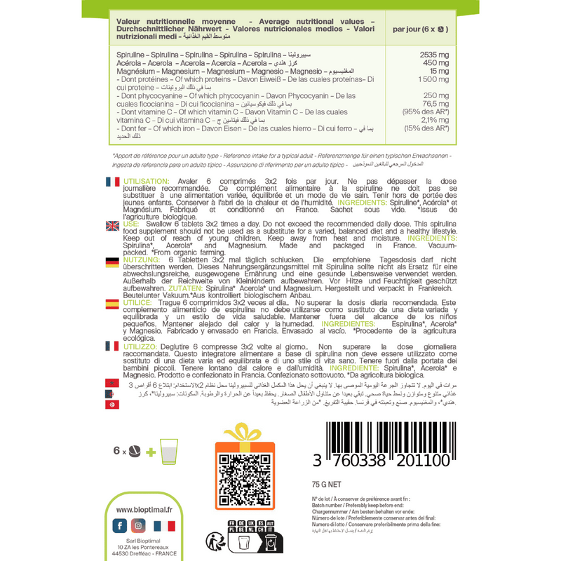 Spiruline et vitamine C bio – en comprimés pour plus d'énergie et de bien-être