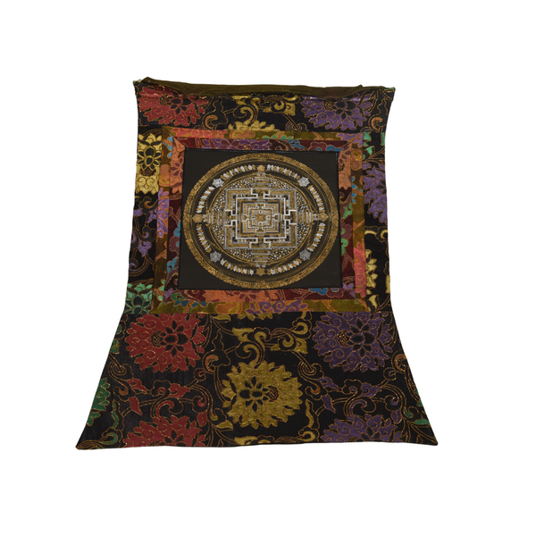 Mandala Thangka Yantra Wandbild Tibet – Schwarz & Gold – 66x45 cm
