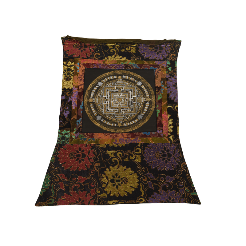 Mandala Thangka Yantra Wandbild Tibet – Schwarz & Gold – 66x45 cm