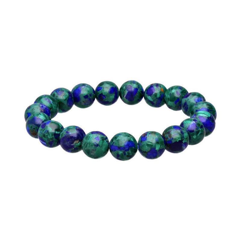 Bracelet spirituel avec azurite et malachite – perles de pierres précieuses de 10 mm
