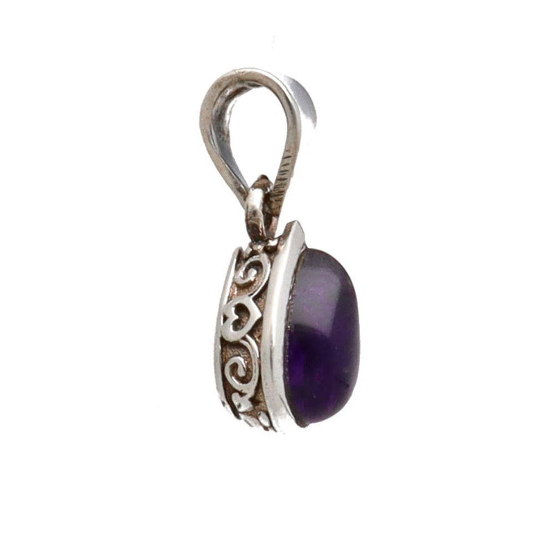 Bohemian amethyst drop pendant made of 925 sterling silver