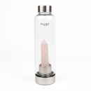 rose quartz crystal glass water bottle