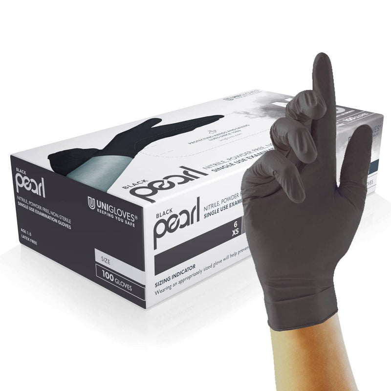 perlen handschuhe Unigloves Perlen-Handschuhe aus Nitril, Schwarz, 100 Stück
