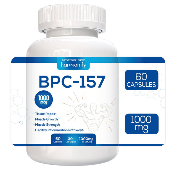 BPC 157 Peptide Capsules, High Potency BPC-157, New Protective Compound for Muscle & Workout Recovery for Faster Recovery & Gut Healing, Gluten Free Supplement, 60 Capsules
