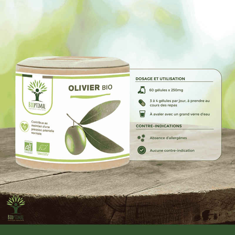 Feuille d'olivier bio – Complément alimentaire en gélules pour un effet diurétique et une bonne santé cardiovasculaire
