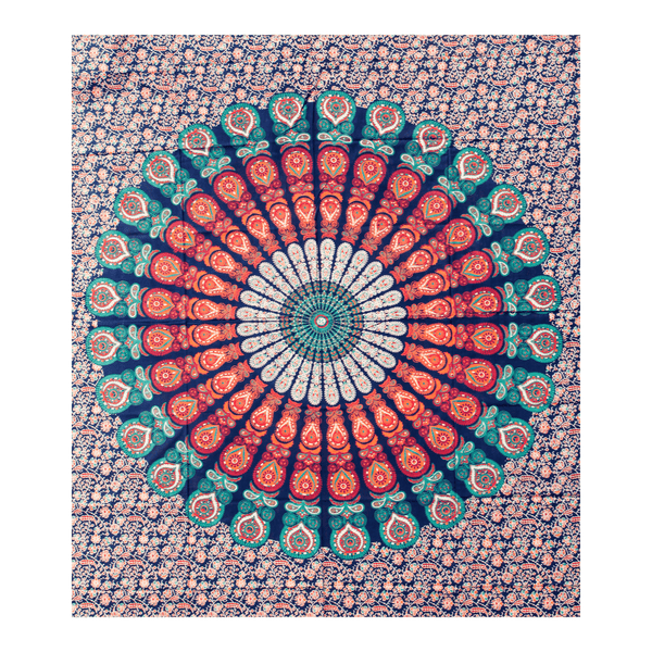 Wandbehang Ritualtuch „Belebendes mehrfarbiges Mandala“ aus Baumwolle 200x210cm