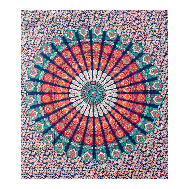 Wall hanging ritual cloth "Invigorating multicolored mandala" made of cotton 200x210cm