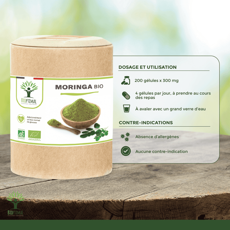Moringa bio - Glycémie, perte de poids - Complément alimentaire - en capsules