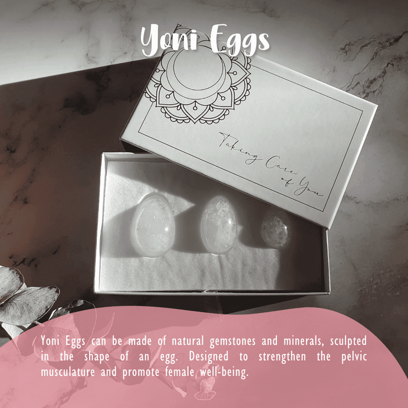 Yoni Egg Set made of white quartz with hole