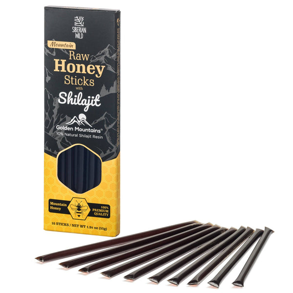 SiberianGreen - 10% Shilajit Honigstäbchen - 10er-Pack Natürliche Immun- und Energiespender