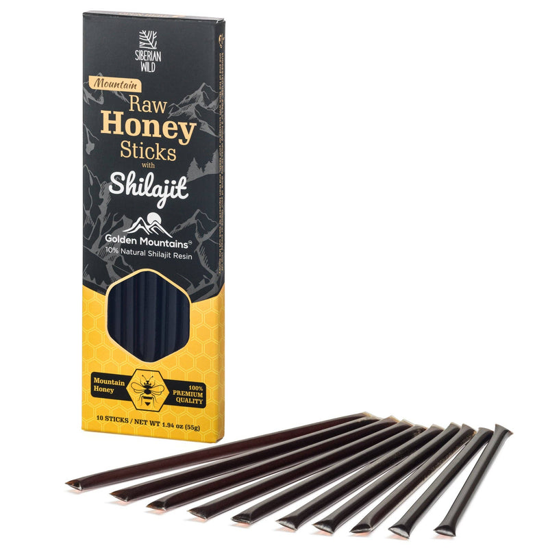 SiberianGreen - 10% Shilajit Honigstäbchen - 10er-Pack Natürliche Immun- und Energiespender